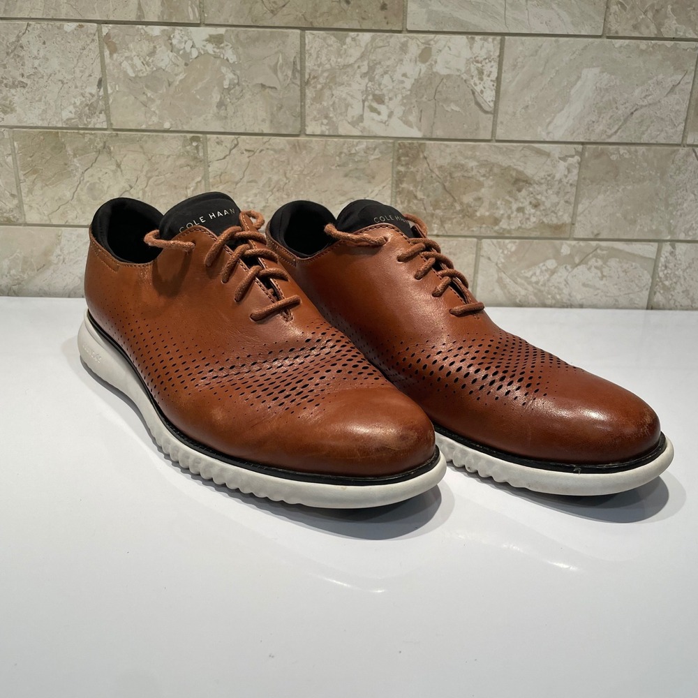 Cole Haan Mens ZeroGrand Laser Wing Oxford British Tan Leather Size 9.5 M